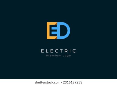 Abstract Letter ED Electric Logo, Letter ED and Electric Plug combination, Flat Design Logo Template, vector illustration svg