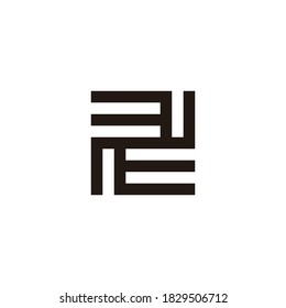 abstract letter ee square geometric line logo vector