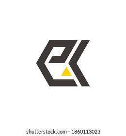 abstract letter ek triangle geometric arrow line logo vector