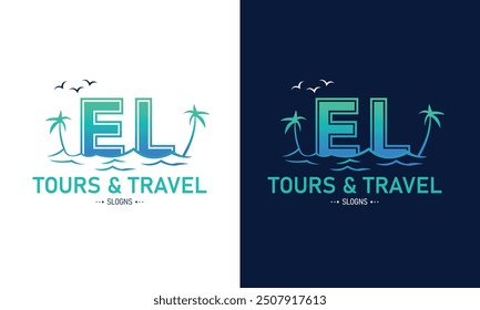 Abstract Letter EL LE With Travel Logo Design. Initial Summer Travel Logo Icon Vector