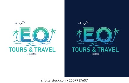 Abstract Letter EO OE With Travel Logo Design. Initial Summer Travel Logo Icon Vector