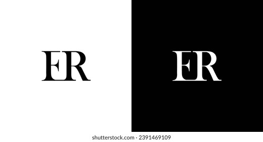 Abstract letter ER or RE vector logo monogram template in black and white color