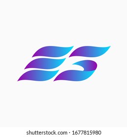 
Abstract Letter ES logo design vector. Wave style sign template.