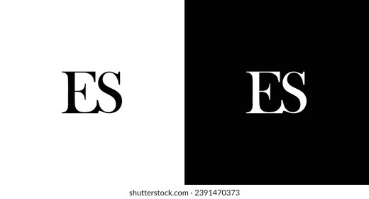 Abstract letter ES or SE logo design concept with a serif font and elegant style vector illustration in black and white color