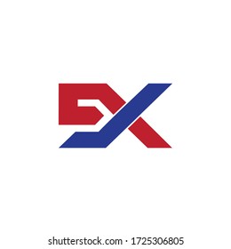 abstract letter ex simple overlapping geometric logo vector