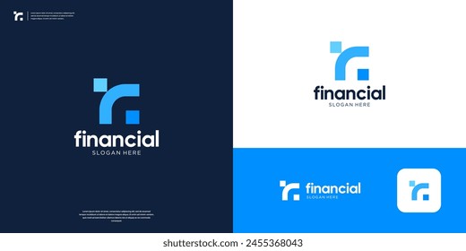 Abstract letter F and arrow logo design. Modern financial investment logo symbol.