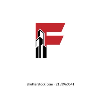 Abstract Letter F Building Logo  Design. Construction  and Real Estate Creative  Vector Template.