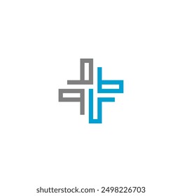 abstract letter F and cross logo concept vector icon