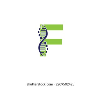 Abstract Letter F DNA Biology Logo Concept. Creative Science, Laboratory and Biotechnology Vector Icon.
