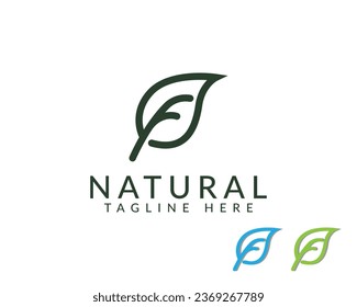 Abstract Letter F eco leaves luxury type logo design elements. F letter with leaf creative logo design, letter F leaf logo, Initial F nature vector template.