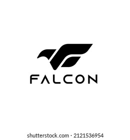 abstract letter F falcon logo. Falcon or eagle silhouette