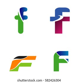 Abstract Letter f Icon set, collection
