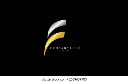 abstract letter f initials design vector in luxury gold and silver color