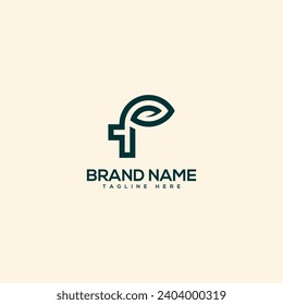 Abstract letter F and leaf logo. Flat vector logo design template element.