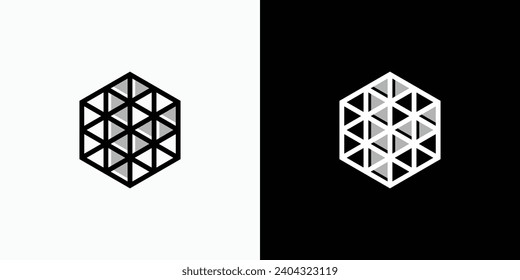 Abstract letter F line logo design hexagon shape