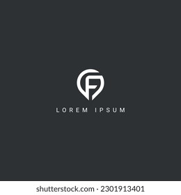 Abstract letter F location logo design vector element.