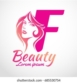 Abstract letter F logo, Beauty salon vector logo template