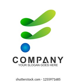 abstract letter F logo design template