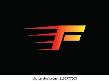 Abstract letter F logo design template. Universal fast speed fire- flame color logo