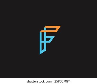 Abstract letter F logo design template. Colorful vector icon.