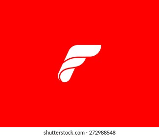 Abstract letter F logo design template. Monochrome wings,
ribbons, flow, stream vector icon.