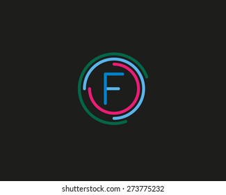 Abstract letter F logo design template. Colorful creative sign. Universal vector icon.