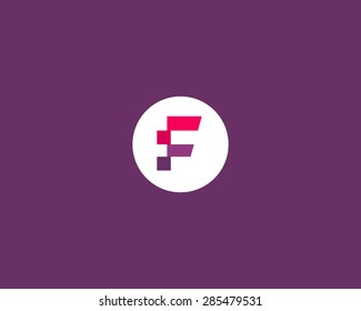 Abstract letter F logo design template. Colorful creative sign. Universal vector icon. Modern logotype symbol