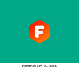Abstract letter F logo design template. Colorful creative hexagon sign. Universal vector icon.