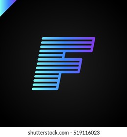 Abstract letter F logo design template. Colorful fast icon. blue gradient