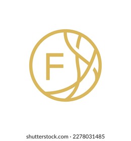 Abstract letter F logo in line art style - Vector