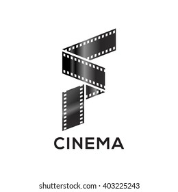 Abstract letter F logo for negative videotape film production