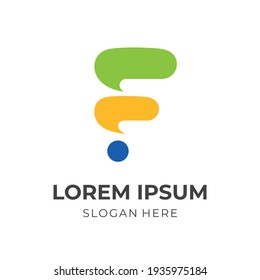 abstract letter F logo template with flat colorful style