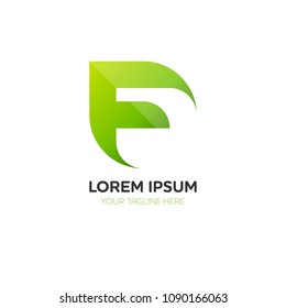 Abstract letter F logo vector design. Icon eco character of leaf concept template.
