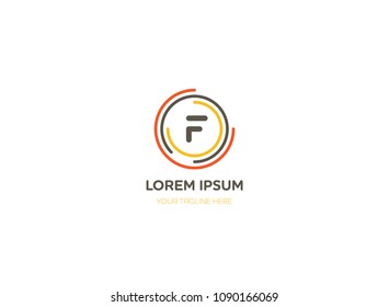 Abstract letter F logo vector design. Icon technology and circle concept template.