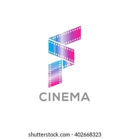 Abstract letter F logo for videotape film production