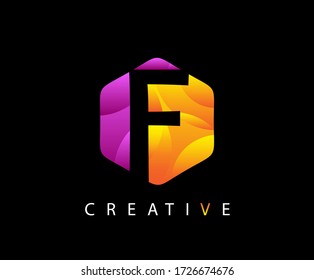 Abstract Letter F Modern Hexagon Logo Design.