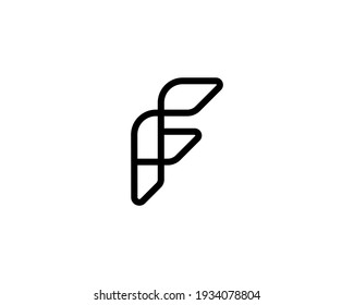 Abstract letter F modern logotype icon design concept. Creative minimalist black lines logo template isolated on white background. Vector illustration.