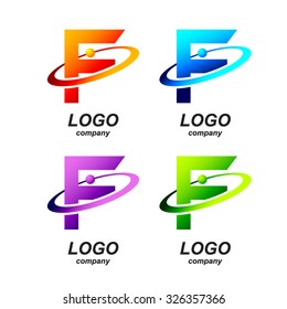 Abstract letter F round ring shape business logo design template.circle ring logo,gold impossible font,symbol,alphabet,corporate identity symbol concept