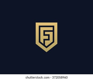 Abstract letter F shield logo design template. Premium nominal monogram business sign. Universal foundation vector icon. 