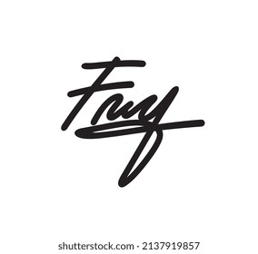 Abstract letter F signature template, stylish handwritten signature illustration