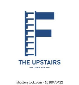 Abstract letter F with stair vector logo template. Suitable for business, web, corporate, building and art logotype. Also, use for growth and step symbol