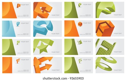 Abstract Letter F symbol icon Business Card Collection EPS 8 vector, grouped for easy editing. No open shapes or paths.