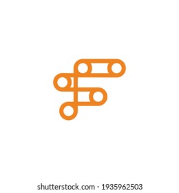 abstract letter f wheel machine symbol logo vector