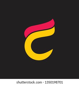 abstract letter fc simple curves flame geometric logo vector