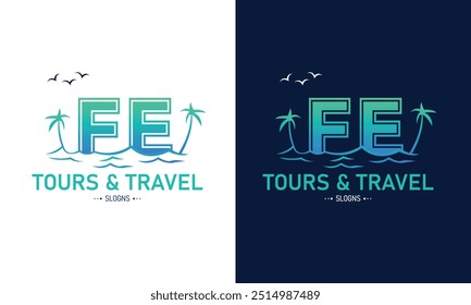 Abstract Letter FE EF With Travel Logo Design. Initial Summer Travel Logo Icon Vector