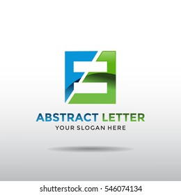 Abstract letter FE logo template. blue and green color. Vector illustrator eps.10