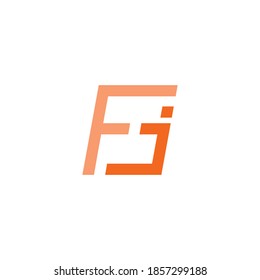 abstract letter fj simple geometric line clear flat logo vector