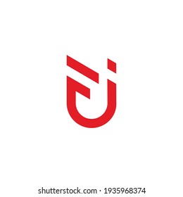 abstract letter fj simple line art geometric logo vector