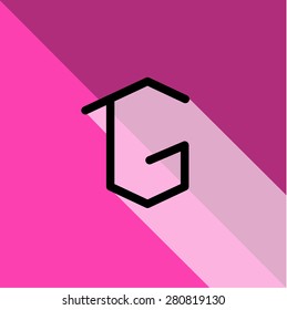 Abstract letter. Flat icons with long shadow