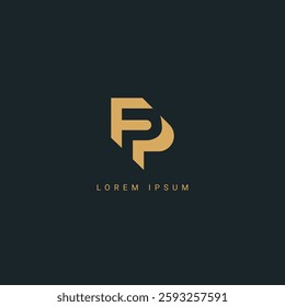 Abstract letter FP PF monogram logo vector template. Initial based minimal flat icon vector
